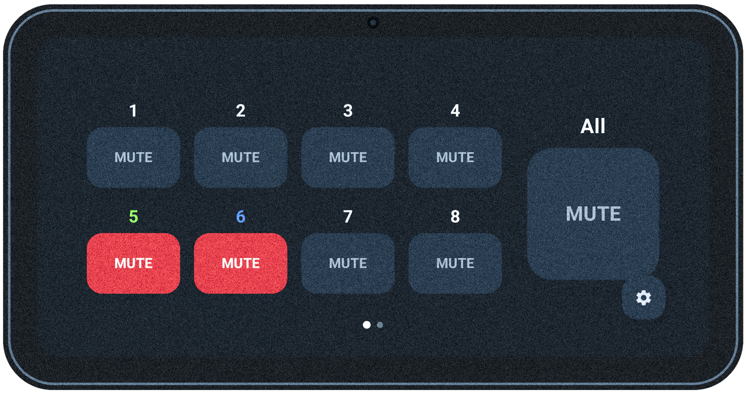 Pixel端末の横画面で5・6番チャンネルをミュートしているAndroidアプリ